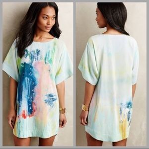 Anthropologie silk tunic watercolor dress